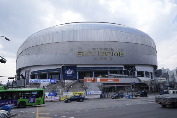 The Gocheok Sky Dome is seen ahead of a game between the Los Angeles Dodgers and the San Diego Padres for the MLB World Tour Seoul Series in Seoul, South Korea, Wednesday, March 20, 2024. South Korean police said they’ve found no explosives at Seoul’s Gocheok Sky Dome after searching the site Wednesday following a reported bomb threat against Los Angeles Dodgers star Shohei Ohtani. (AP Photo/Lee Jin-man)