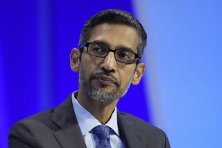 Sundar Pichai, CEO of Google and Alphabet, takes part in a discussion at the Asia-Pacific Economic Cooperation (APEC) CEO Summit Nov. 16, 2023, in San Francisco.