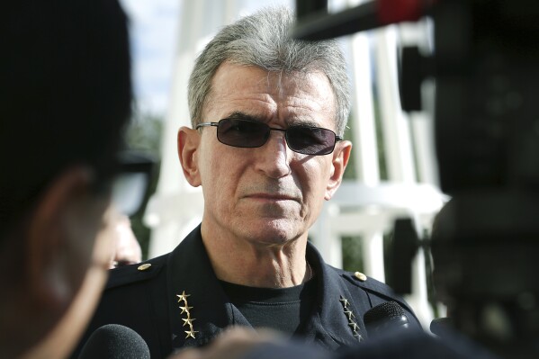 San Antonio Police Chief William McManus answers questions from the media, May 3, 2016, in San Antonio, Texas. (Bob Owen/The San Antonio Express-News via AP, File)