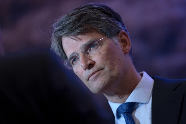 Erik Akerboom, director-general of the Dutch General Intelligence and Security Service, AIVD, attends a press conference in Zoetermeer, Netherlands, Tuesday, April 23, 2024. (AP Photo/Peter Dejong, File)