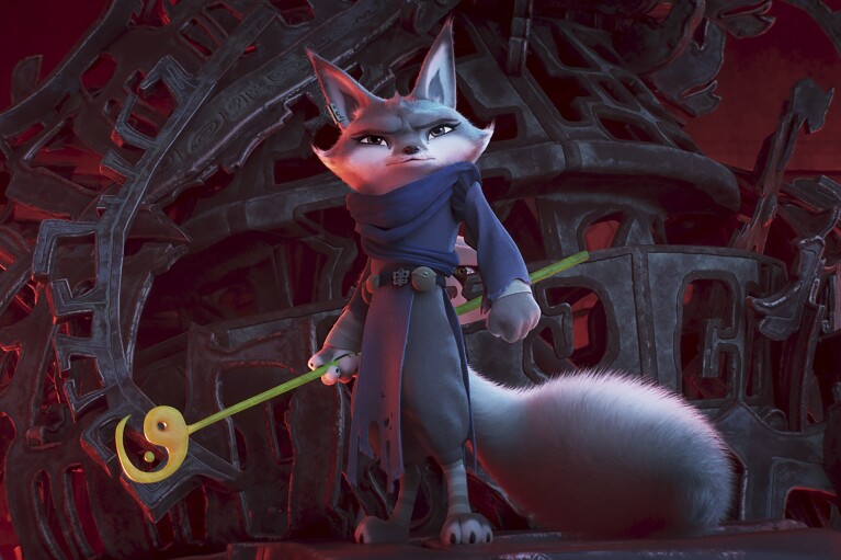 This image released by Universal Pictures shows Zhen, voiced by Awkwafina, in a scene from DreamWorks Animation's "Kung Fu Panda 4." (DreamWorks Animation/Universal Pictures via AP)