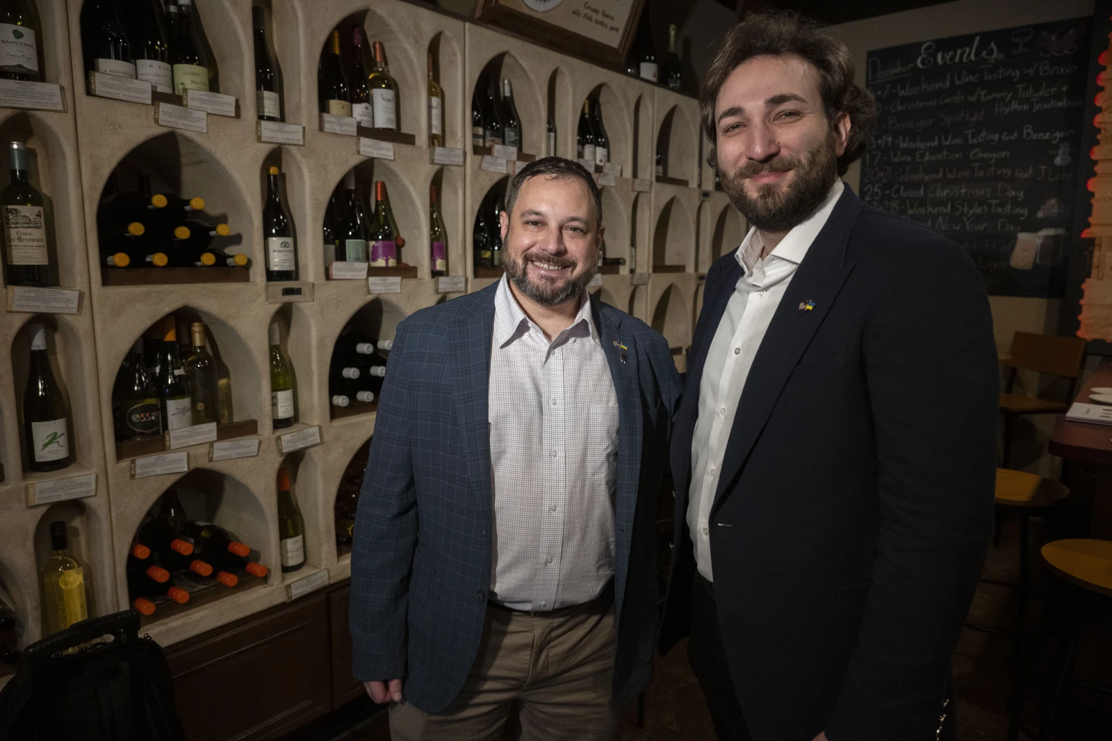 Interior of WineStyles wine store with Sam Lerman and Giorgi Lukuridze.