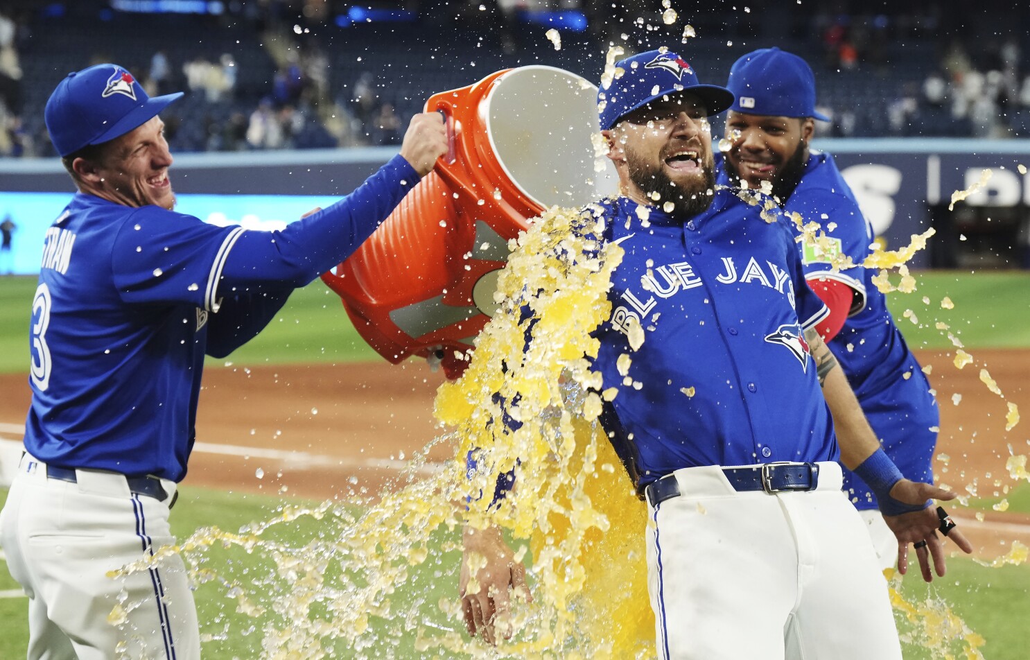 Dalton Varsho hits grand slam in 7-run 8th in Blue Jays' 14-0 romp over Padres