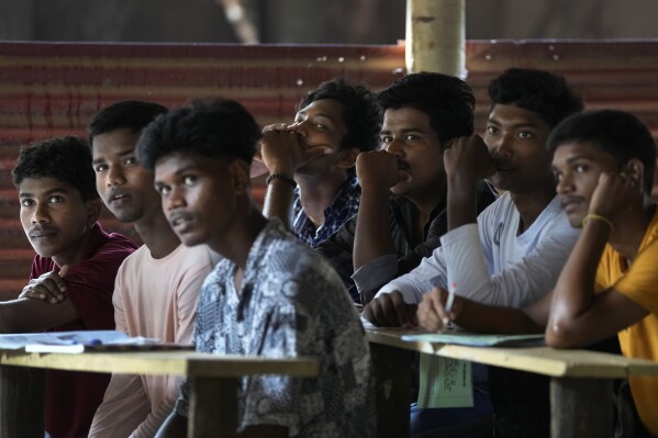 Ethnic Tamil students attend a private tuition class ahead of the Sri Lankan Advance Level examination in Jaffna, Sri Lanka, May 5, 2024. Sri Lanka's Tamil people still live in the shadow of defeat in the civil war that tore the country apart until it ended 15 years ago. (AP Photo/Eranga Jayawardena)