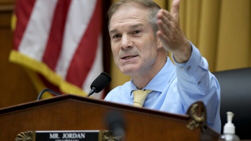 Rep. Jim Jordan, R-Ohio, speaks during a House Judiciary subcommittee hearing on what Republicans say is the politicization of the FBI and Justice Department and attacks on American civil liberties on Capitol Hill in Washington, Thursday, July 20, 2023. (AP Photo/Patrick Semansky)