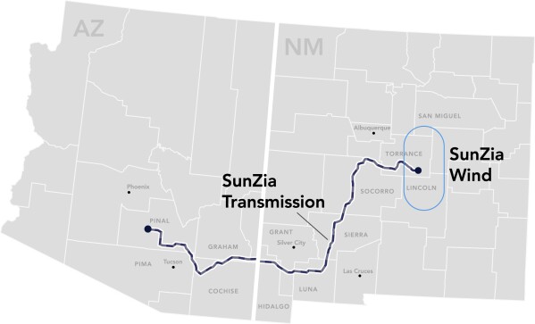 This rendering provided by Pattern Energy shows plans for energy infrastructure project. Executives with one of the largest wind and solar energy development companies in the world are gathering with federal officials on the dusty plains of New Mexico to mark the groundbreaking of what will be the largest renewable energy infrastructure project in the United States. (Pattern Energy via AP)