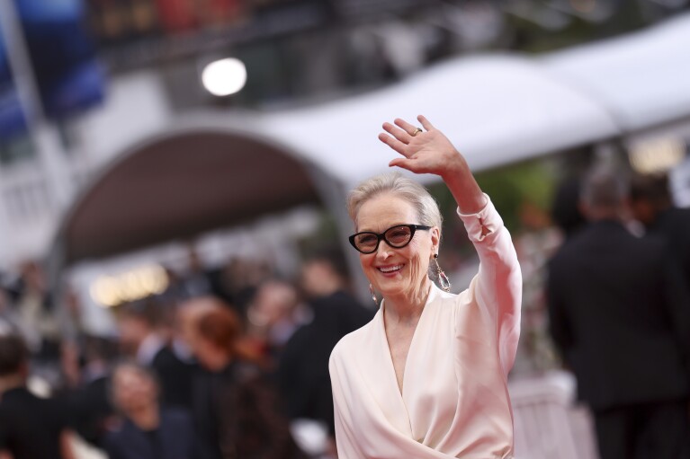 Meryl Streep poses for photographers upon arrival at the awards ceremony and the premiere of the film 'The Second Act' during the 77th international film festival, Cannes, southern France, Tuesday, May 14, 2024. (Photo by Vianney Le Caer/Invision/AP)