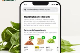 This illustration released by Instacart depicts the grocery delivery company's app which can integrate ChatGPT to answer customers' food questions. (Instacart, Inc. via AP)