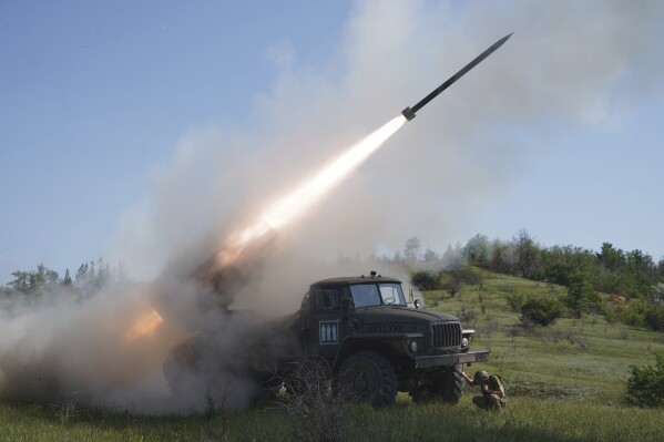 Soldiers of Ukraine's 30th Separate Mechanized Brigade fire a rocket toward Russian positions at the front line in the Donetsk region of Ukraine on Tuesday, June 3, 2025. (AP Photo/Andrii Marienko, File)