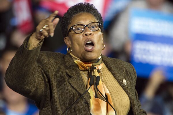 
              FILE - In this Nov. 6, 2016, file photo, Rep. Marcia Fudge, D-Ohio, speaks at a campaign rally for then-Democratic presidential candidate Hillary Clinton in Cleveland. Fudge, who is considering a run for speaker of the House, is walking back her past support for a man suspected of stabbing his ex-wife. Fudge was among several officials who wrote letters of support over recent years for Lance Mason, a former county judge and state senator who pleaded guilty in 2015 to beating Aisha Fraser Mason so badly that her face required reconstructive surgery. (AP Photo/Phil Long, File)
            
