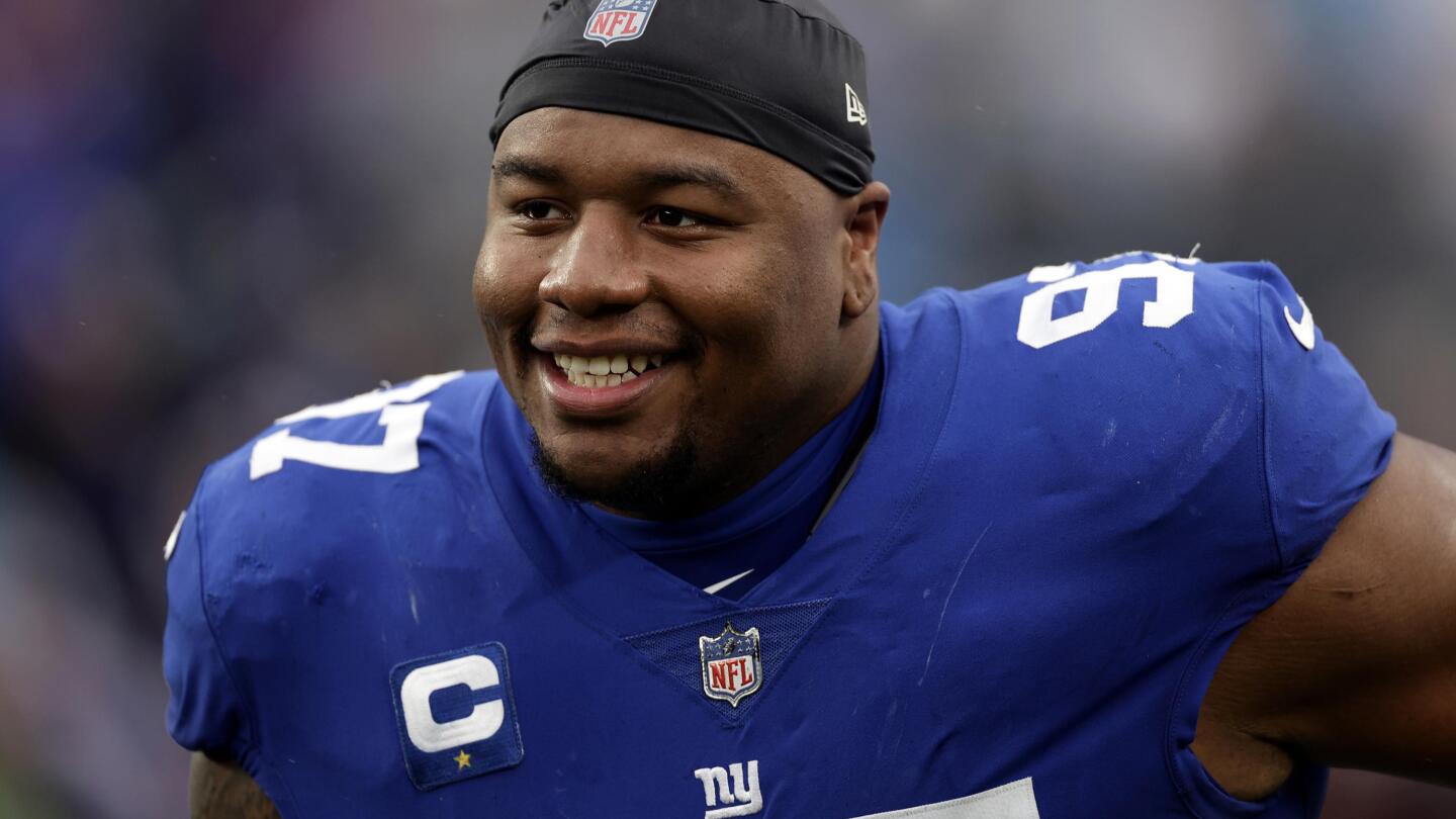 FILE - New York Giants defensive tackle Dexter Lawrence (97) takes