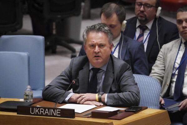 Ukrainian Ambassador to the United Nations Sergiy Kyslytsya address the U.N. Security Council after a vote on a draft resolution sanctioning Russia's planned annexation of war occupied Ukraine territory, Friday Sept. 30, 2022 at U.N. headquarters. (AP Photo/Bebeto Matthews)