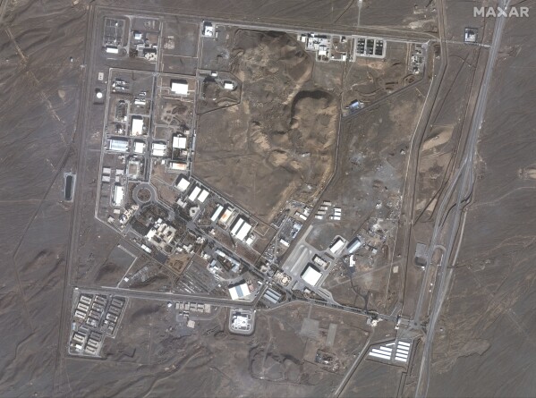 This satellite image provided by Maxar Technologies shows the Natanz nuclear enrichment facility, 135 miles southeast of Tehran, Iran, Friday, Jan. 24, 2025. (Maxar Technologies via AP)