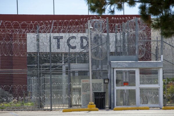 FILE - The Torrance County Detention Facility is seen, Sept. 29, 2022, in Estancia, N.M. A lawsuit on behalf of four migrants accuses U.S. immigration authorities of disregarded indications of unsanitary and unsafe conditions at the immigrant detention center in New Mexico to ensure the facility would remain open, in violation of federal standards. A coalition on advocates for migrant rights on Wednesday, Nov. 8, 2023, announced the lawsuit in U.S. District Court in Albuquerque, N.M., regarding oversight of the Torrance County Detention Facility. (AP Photo/Andres Leighton, File)