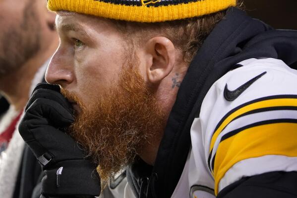 A Pittsburgh Steelers fan watches during the second half of an NFL football game between the Kansas City Chiefs and the Pittsburgh Steelers Sunday, Dec. 26, 2021, in Kansas City, Mo. (AP Photo/Ed Zurga)