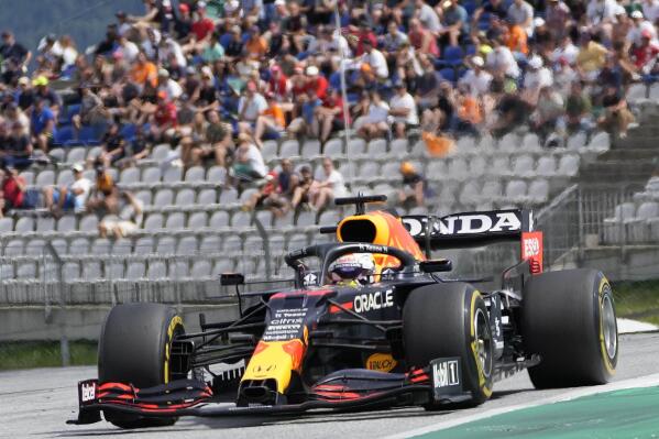 Red Bull driver Max Verstappen of the Netherlands steers his car during the Styrian Formula One Grand Prix at the Red Bull Ring racetrack in Spielberg, Austria, Sunday, June 27, 2021. (AP Photo/Darko Vojinovic)