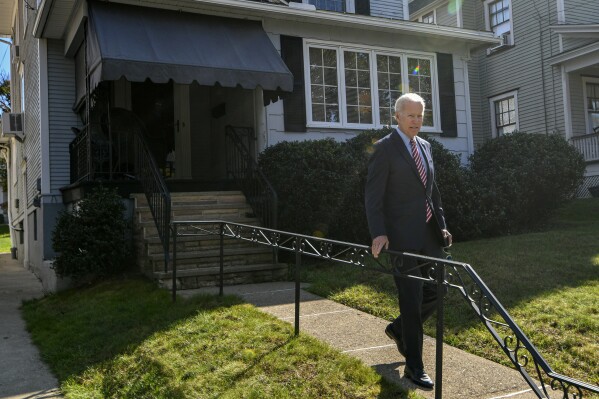FILE - Joe Biden, former Vice President, makes a visit to his childhood home in Scranton Pa., Oct. 23, 2019. President Joe Biden will return to his childhood hometown of Scranton on Tuesday, April 16, 2024, to kick off three straight days of campaigning in Pennsylvania, capitalizing on the opportunity to crisscross the battleground state while Donald Trump spends the week in a New York City courtroom for his first criminal trial. (Jason Farmer/The Times-Tribune via AP, File)