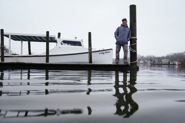 Ryan "Skeet" Williams poses for a photograph during an on Wednesday, March 27, 2024, in Sparrows Point, Md. The deadly collapse of the historic Francis Scott Key Bridge has shaken Baltimore to its core and challenged its cultural identity as a port city that dates back to before the U.S. declared its independence. (AP Photo/Matt Rourke)