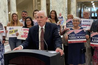Boise attorney Tom Arkoosh announces Tuesday, July 26, 2022, during news conference at the Statehouse in Boise, Idaho, that he's running for Idaho attorney general as the Democratic nominee. (AP Photo/Keith Ridler)