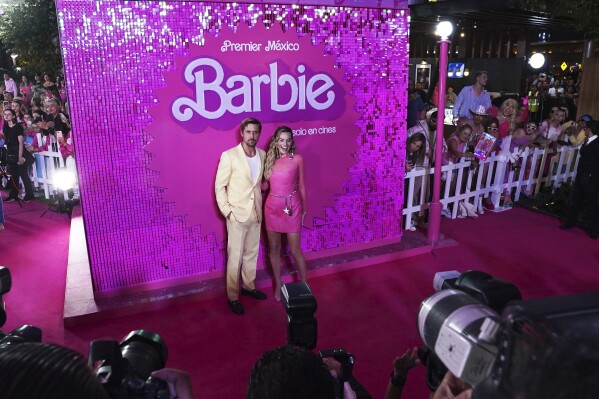 Ciudad de México, México. 7º de julio de 2023. Ryan Gosling y Margot Robbie  posan para las fotos durante la película 'Barbie' Photocall en el Hotel  Four Sason de la Ciudad de