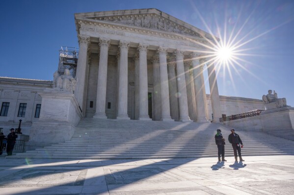 FILE - Supreme Court is seen on Capitol Hill in Washington, Monday, Oct. 23, 2023. (AP Photo/J. Scott Applewhite, File)