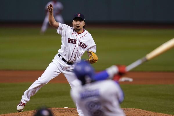 Boston Red Sox relief pitcher Hirokazu Sawamura delivers during the sixth inning of the team's baseball game against the Toronto Blue Jays at Fenway Park, Wednesday, April 21, 2021, in Boston. (AP Photo/Charles Krupa)