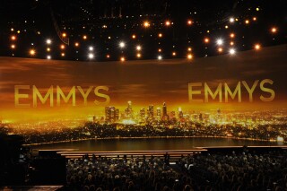 FILE - This Sept. 22, 2019 file photo shows a view of the stage at the 71st Primetime Emmy Awards in Los Angeles. The 75th Primetime Emmy Awards has been postponed due the the ongoing actors and writers strikes that essentially shut down Hollywood. (Photo by Chris Pizzello/Invision/AP, File)
