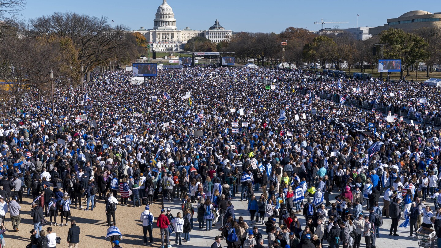 Israel march Tens of thousands of supporters rally in DC AP News