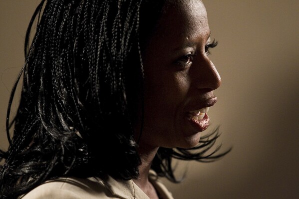 Mia Love, Mayor of Saratoga Springs and candidate for Utah's 4th district congressional seat, gives a TV interview at the Republican election night party at the Hilton in Salt Lake City, Nov. 6, 2012. (Spenser Heaps/The Daily Herald via AP, File)