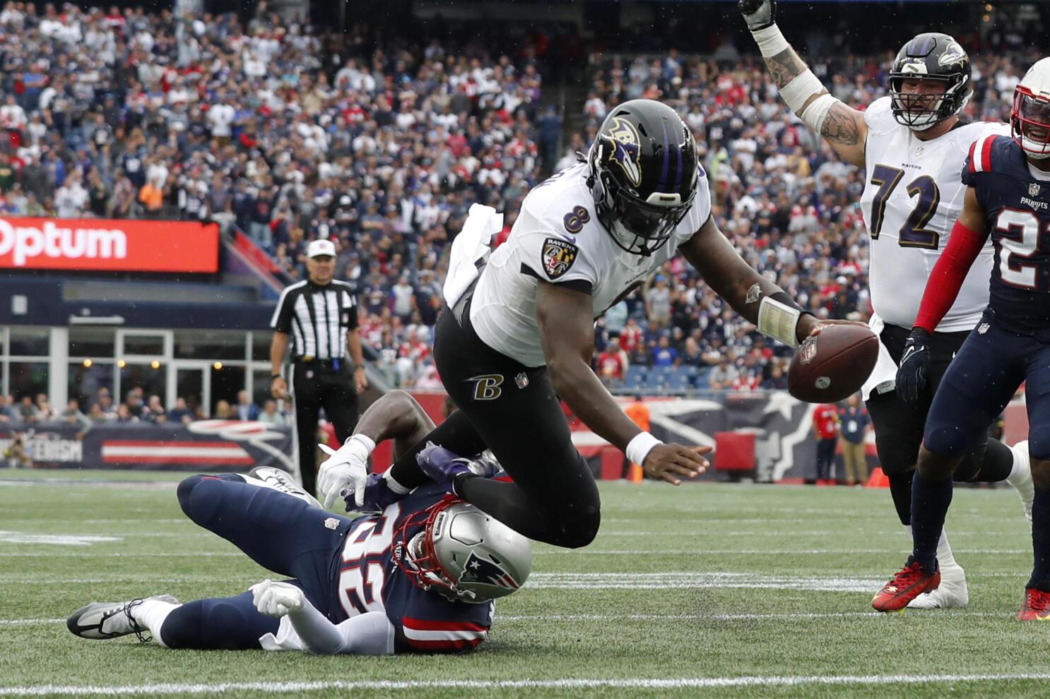 Jackson accounts for 5 TDs, Ravens hold off Patriots 37-26 - The