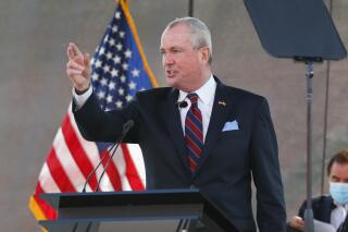 FILE- In this Aug. 25, 2020 file photo, New Jersey Gov. Phil Murphy speaks during his 2021 budget address at SHI Stadium at Rutgers University in Piscataway, NJ. Almost three-fifths of people who respond to New Jersey's COVID-19 contact tracers are refusing to cooperate, Murphy said Friday, Sept. 11. Overall, 82% of people getting initial calls from tracers answer them. He said 59% refuse cooperation, which he called "bad news." (AP Photo/Noah K. Murray, File)