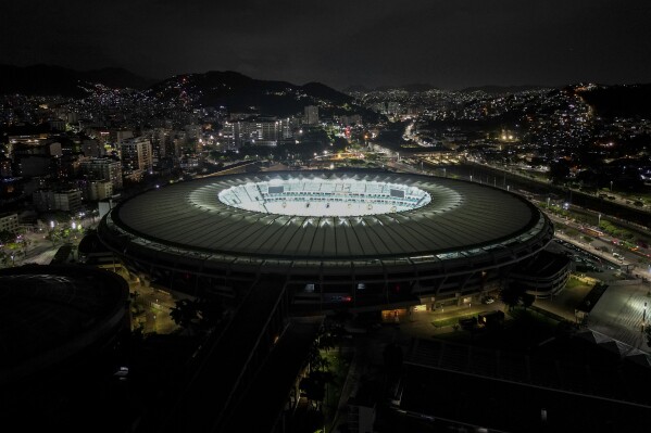 View of the Maracana stadium a day ahead of the Copa Libertadores championship match between Argentina's Boca Juniors and Brazil's Fluminense, in Rio de Janeiro, Brazil, Friday, Nov. 3, 2023. (AP Photo/Bruna Prado)