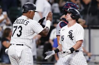 Yermin Mercedes of the Chicago White Sox runs the bases against the