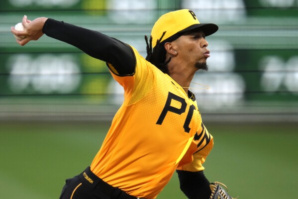 FILE - Pittsburgh Pirates starting pitcher Osvaldo Bido delivers during the first inning of a baseball game against the Miami Marlins in Pittsburgh, Friday, Sept. 29, 2023. Bido agreed to a one-year contract with the Oakland Athletics after he was let go by the Pittsburgh Pirates. He became a free agent Friday, Nov. 17, when the Pirates declined to offer a 2024 contract.(AP Photo/Gene J. Puskar, File)