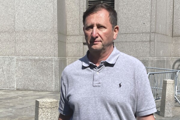 Alexander Mashinsky, founder and former chief executive of the failed cryptocurrency lending platform Celsius Network, leaves Manhattan federal court, July 13, 2023, in New York. (AP Photo/Lawrence Neumeister, File)