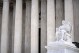 The Guardian of Law scuplture is seen at the west entrance of the Supreme Court on Thursday, Feb. 22, 2024, in Washington. (AP Photo/Mark Schiefelbein)