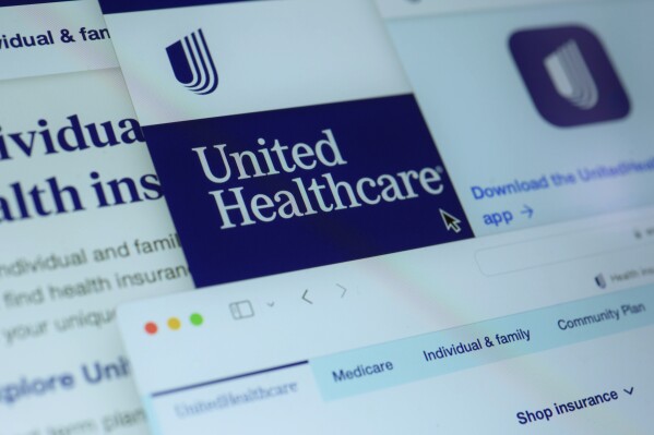 FILE - Pages from the United Healthcare website are displayed on a computer screen, Feb. 29, 2024, in New York. UnitedHealth Group said it is testing software for submitting medical claims as it recovers from a cyberattack that disrupted billing systems across the country. The health care giant hasn’t set a time frame for when it expects to complete the recovery from the attack last month on its Change Healthcare business, but a spokesman said Monday, March 18, that medical claims software is the last major system the company must restore. (AP Photo/Patrick Sison, File)