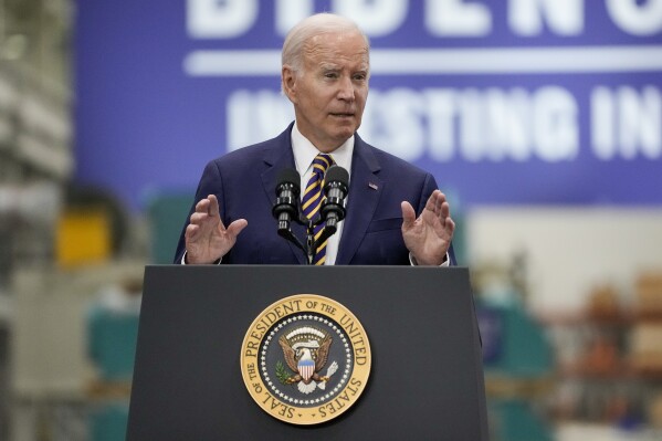 President Joe Biden speaks at Ingeteam Inc. Tuesday, Aug. 15, 2023, in Milwaukee. (AP Photo/Morry Gash)