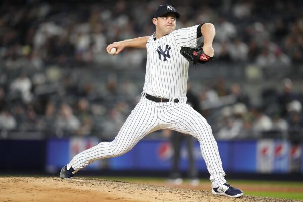 New York Yankees' Michael King pitches during the ninth inning of a baseball game against the Baltimore Orioles Tuesday, May 23, 2023, in New York. The Yankees won 6-5. (AP Photo/Frank Franklin II)