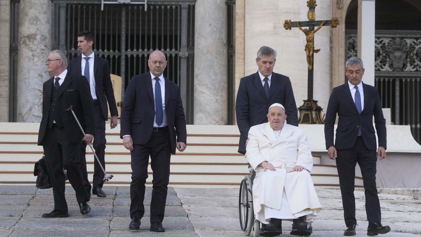 Pope appears unable to climb a few steps as respiratory and mobility problems take their toll