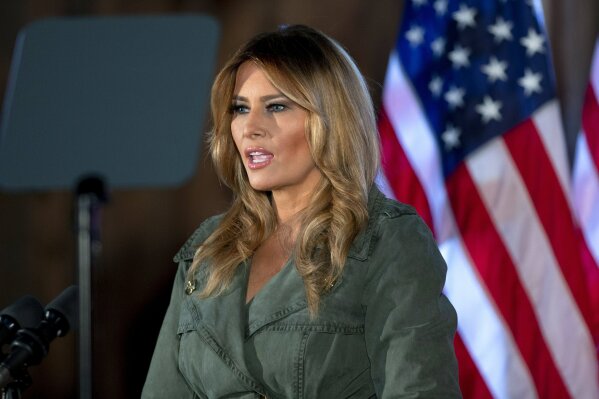 Melania Trump slams Biden, Dems in first solo campaign stop | AP News