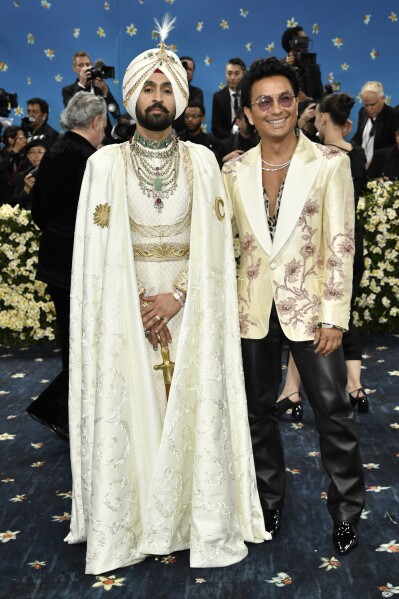 Diljit Dosanjh, left, and Prabal Gurung attend The Metropolitan Museum of Art's Costume Institute benefit gala celebrating the opening of the "Superfine: Tailoring Black Style" exhibition on Monday, May 5, 2025, in New York. (Photo by Evan Agostini/Invision/AP)