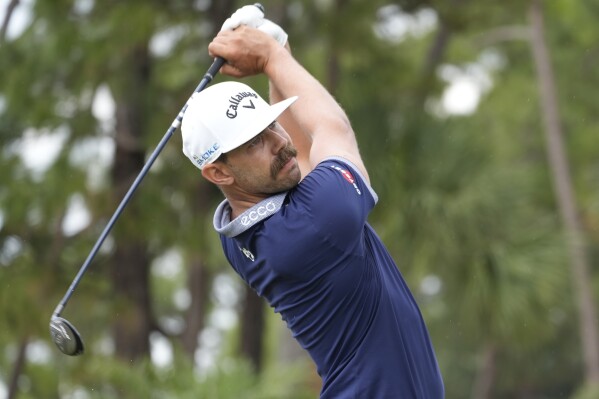 Erik van Rooyen of South Africa hits from the ninth tee during the final round of the Cognizant Classic golf tournament, Sunday, March 3, 2024, in Palm Beach Gardens, Fla. (AP Photo/Marta Lavandier)