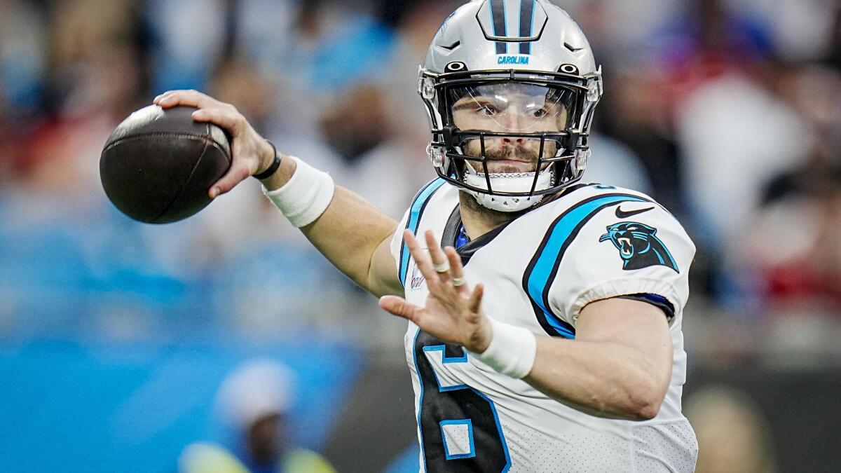 Mayfield unsure how Panthers handle 'looming question' at QB