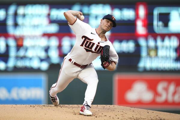 Minnesota Twins starting pitcher Sonny Gray delivers to a Kansas City Royals batter during the first inning of a baseball game Tuesday, Aug. 16, 2022, in Minneapolis. (AP Photo/Abbie Parr)