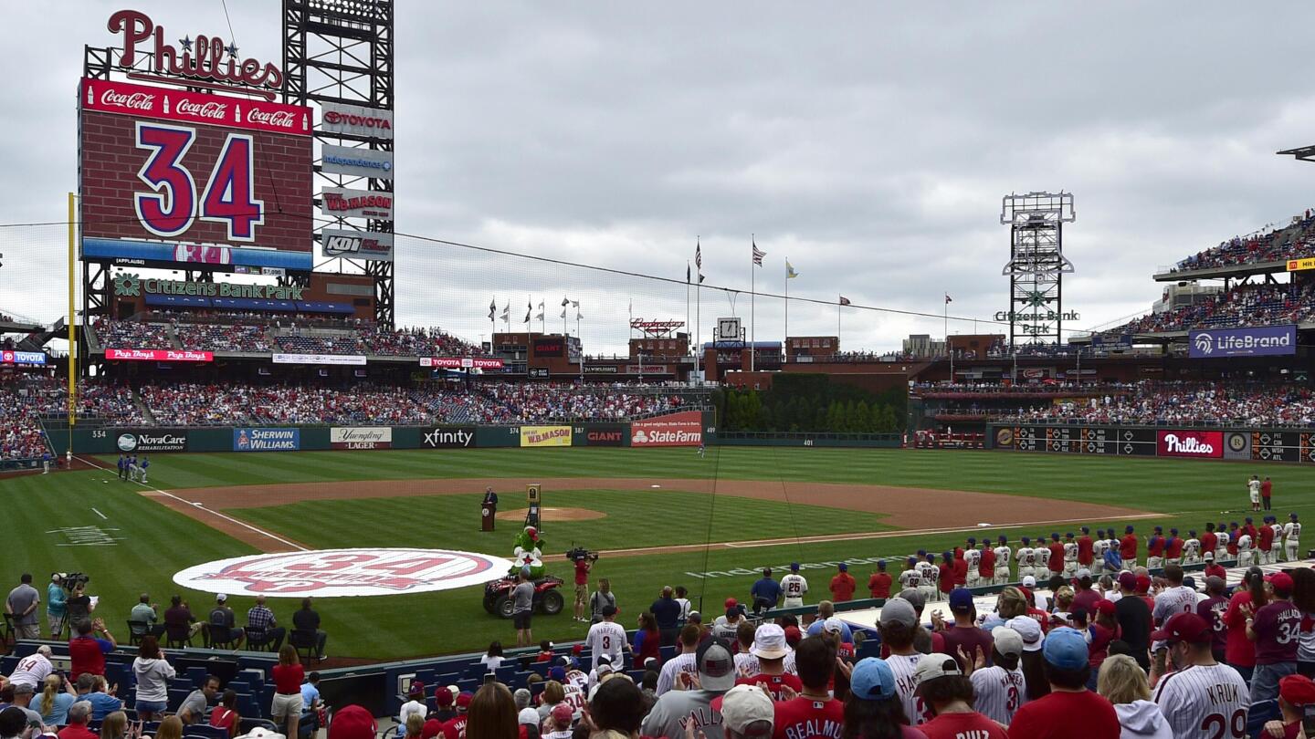 Phillies retire Halladay's No. 34 in tribute to late ace