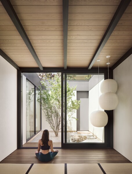 This photo provided by Ten Plus Three, shows a meditation room created during a home renovation in Austin. (Ten Plus Three via AP)