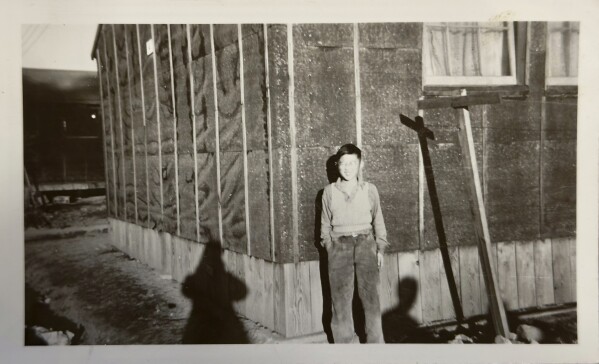 Akio Ideta, Associated Press photographer Lindsey Wasson's grandfather, poses at Minidoka, in Jerome, Idaho, in 1942. (Courtesy of Lindsey Wasson via AP)