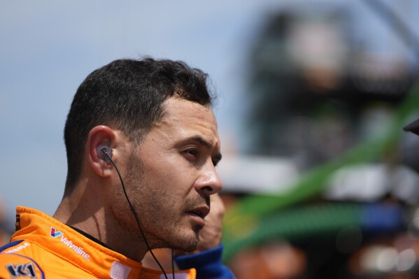 Kyle Larson prepares during a practice session for the Indianapolis 500 auto race at Indianapolis Motor Speedway, Monday, May 20, 2024, in Indianapolis. (AP Photo/Darron Cummings)