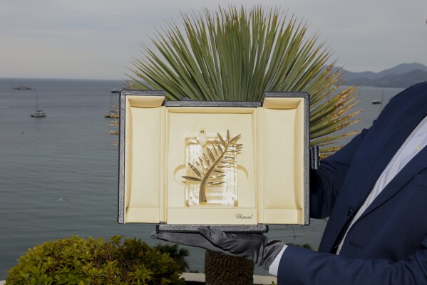 The Palme d'Or is displayed at the 77th international film festival, Cannes, southern France, Tuesday, May 14, 2024. The Cannes film festival runs from May 14 until May 25, 2024. (Photo by Vianney Le Caer/Invision/AP)